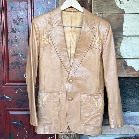 PIONEER Suits & Blazers Vintage Western Leather Blazer Size 4